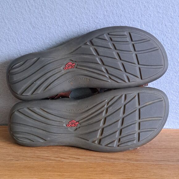 Abeo Bea Braid Women’s 8.5 Narrow Brown Leather Gladiator Sandals Flats Comfort - Picture 6 of 10